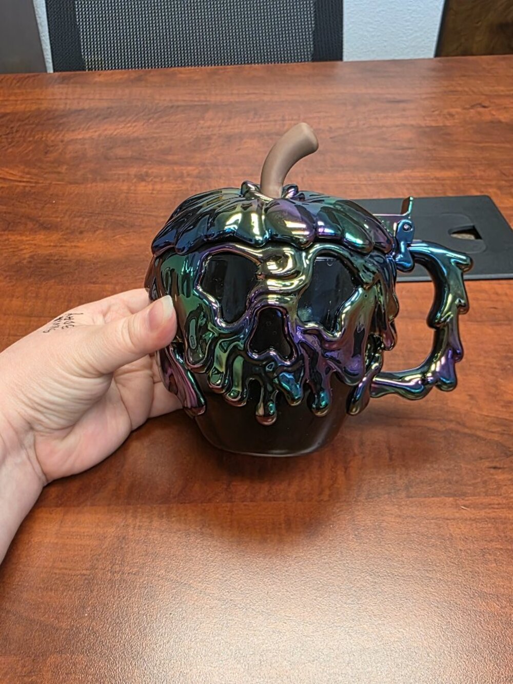 Disney Parks Iridescent Black Point Apple Stein Mug